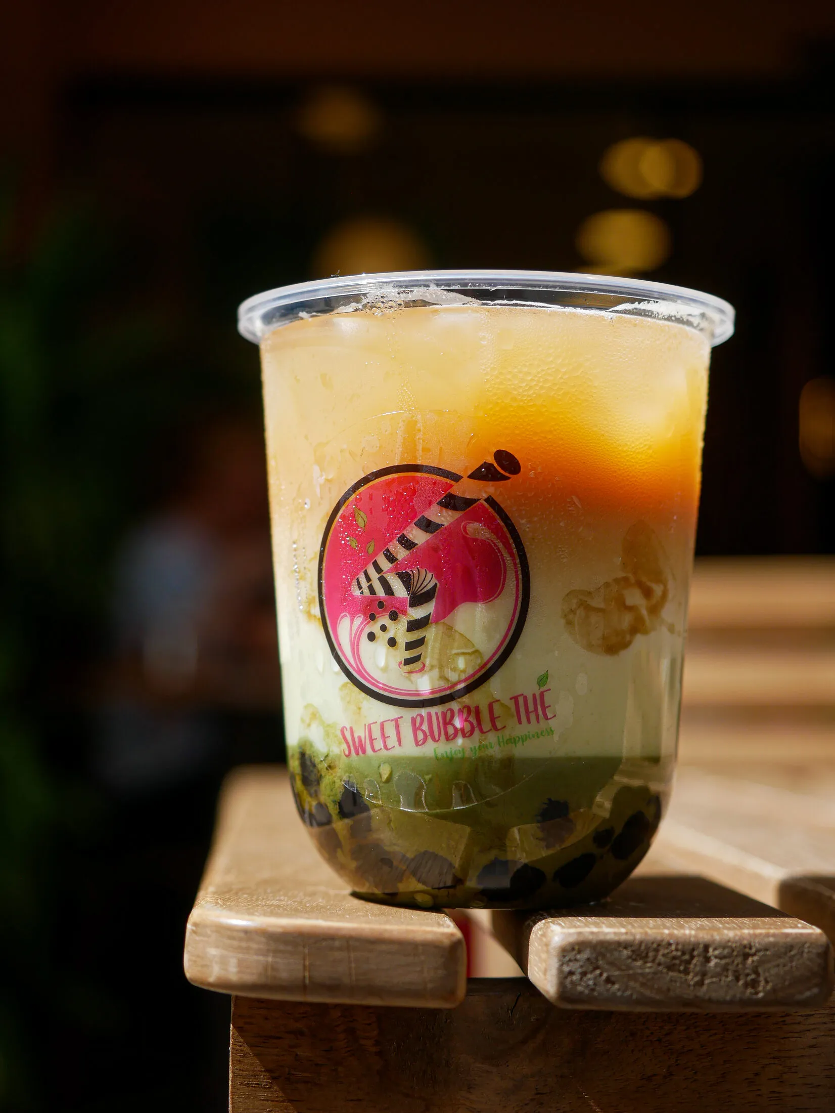 Bubble tea matcha et mangue aux perles de tapioca